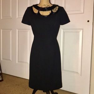 Fitted Vintage Beaded Wool Dress/Fully Lined